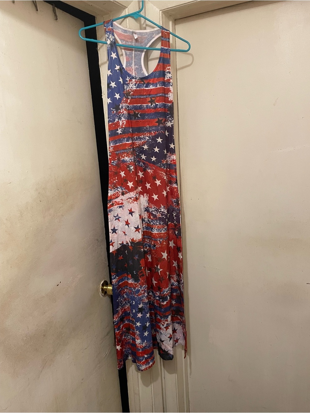 Patriotic Stars & Stripes Maxi Tank Dress - Red, White & Blue Size Small